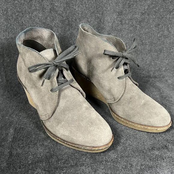 J.CREW MacAlister Wedge Boots Booties grey suede - Picture 2 of 8